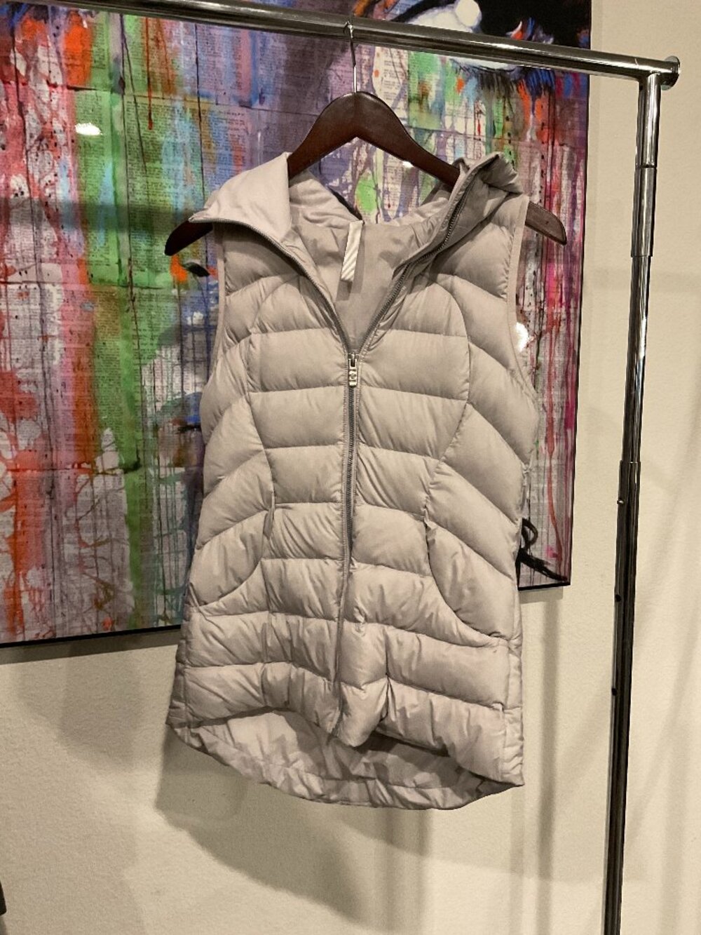 Lululemon Hooded Puffer Vest Light Greige Size 6